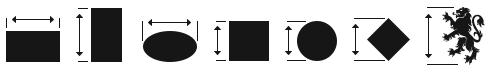 Examples of how stickers are measured to determine approx size of longest side