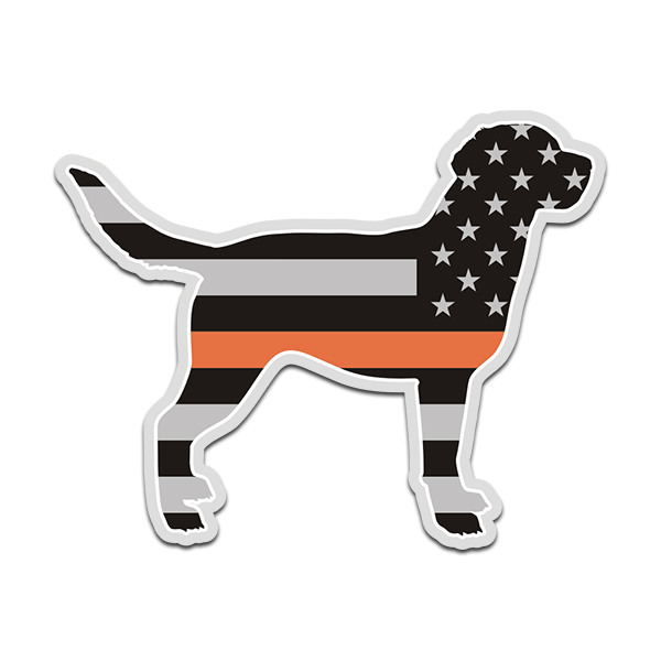 K9 Labrador Retriever Thin Orange Line American Flag SAR Dog Sticker Decal (RH)