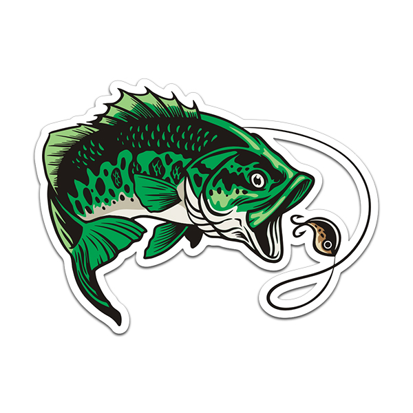 Large Mouth Bass Decal - Large Mouth Bass Fishing Decal- 1274 | Medium | White