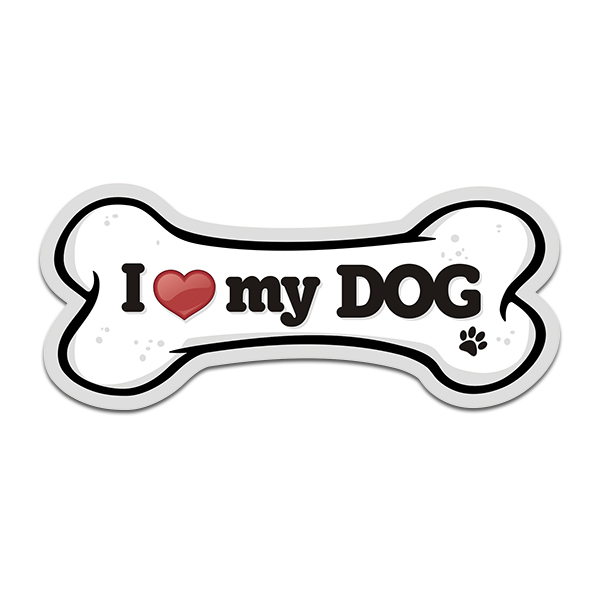 I Love My Dog Decal Heart Dogs Sign Bone Shape Vinyl Sticker V2 ...