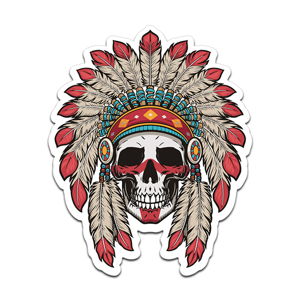 native american headdress and skull drawing