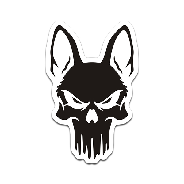 K9 Punisher Skull Sticker Blk Wht