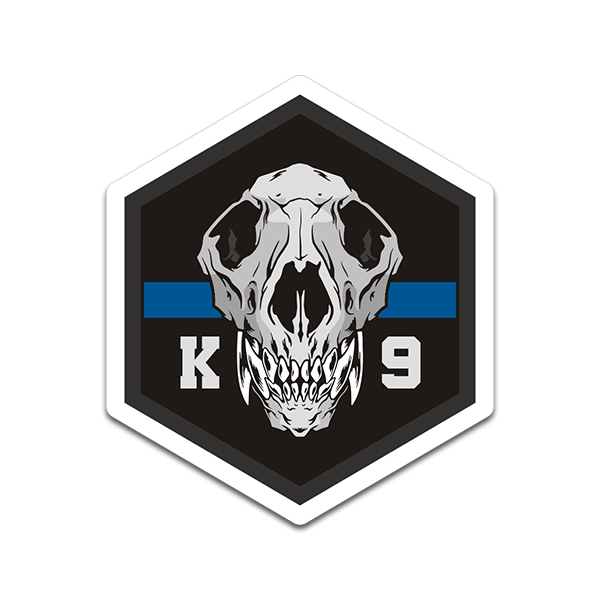 K9 Skull Hexagon Thin Blue Line Sticker