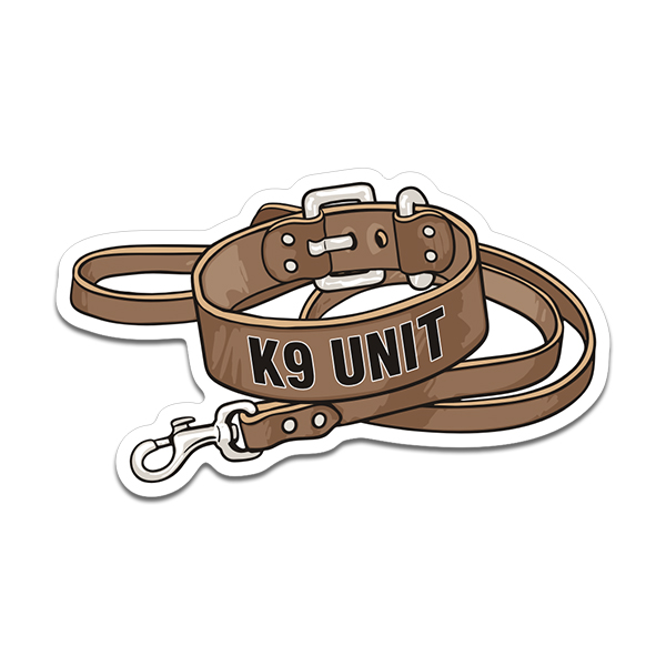 K9 Unit Collar Leash Sticker Decal Handler Police Sheriff Officer Tan V3 Rotten Remains