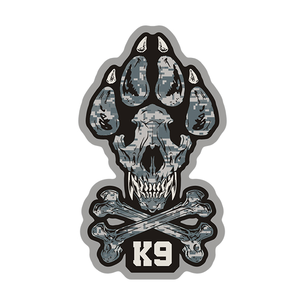 K9 Paw Camo Skull Crossbones Sticker Decal Sheriff Police Dog Unit V8