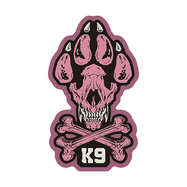 K9 Paw Pink Skull Crossbones Sticker Decal Sheriff Police Dog Unit PSD V7