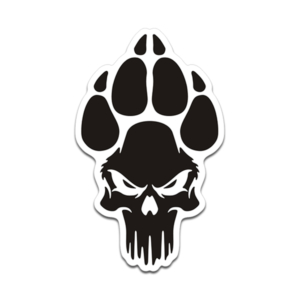 K9 Punisher Paw Sticker Blk Wht