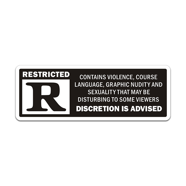 Rated R Restricted Sticker Decal Disturbing Content Label Warning Hard ...