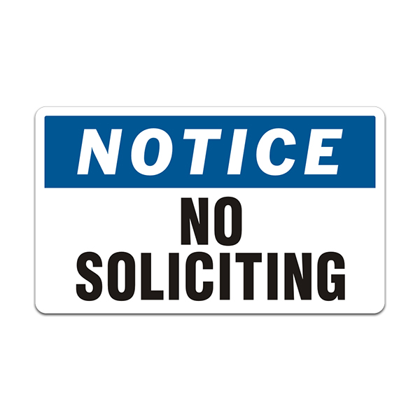 No Soliciting Vinyl Sticker Decal Warning Notice Window Door