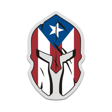 Puerto Rico Flag Spartan Helmet Sticker Decal V3 - Rotten Remains