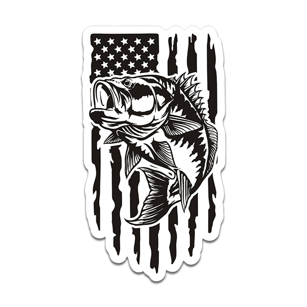 Largemouth Bass American Flag Sticker Decal Fish Fishing - Rotten