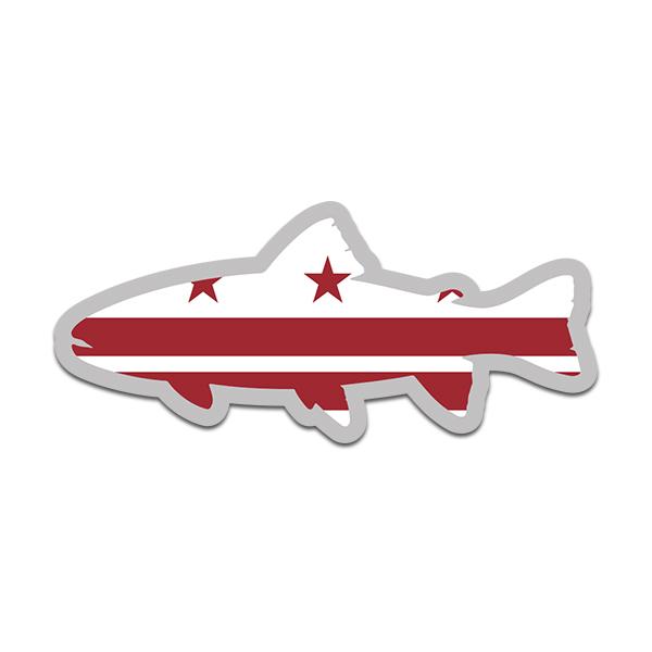 Washington D.C. State Flag Trout Fish Decal Fly Fishing Sticker