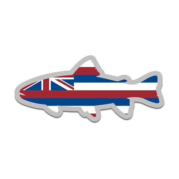 Hawaii State Flag Trout Fish Decal HI Fly Fishing Sticker - Rotten
