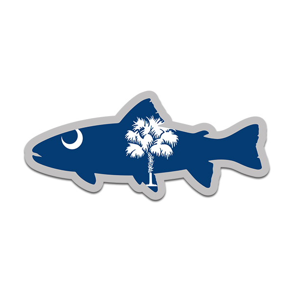 South Carolina State Flag Trout Fish Decal SC Fly Fishing Sticker