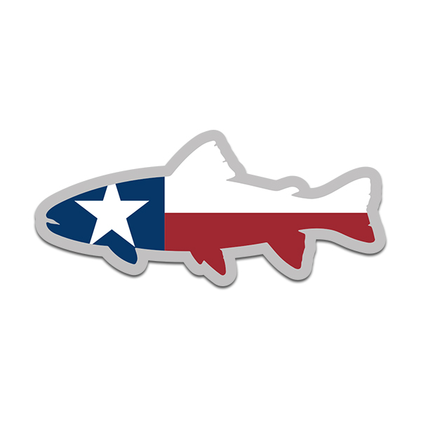 Texas State Flag Trout Fish Decal TX Fly Fishing Sticker - Rotten