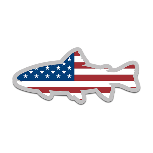American Flag Trout Fish Decal USA United States Fly Fishing Sticker