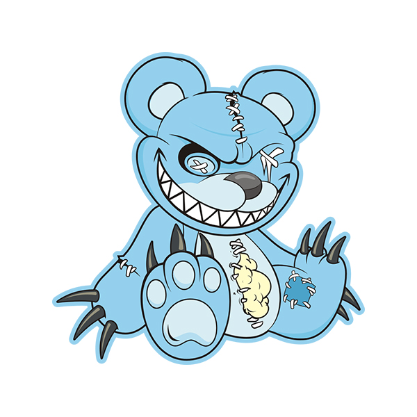 Zombie Teddy Bear Decal Blue Dead Cute Zombies Vinyl Sticker (RH ...